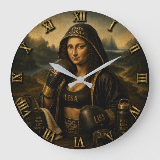 Boxing Funny Mona Lisa Grote Klok (Voorkant)