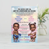 Boxing Gender Reveal Baby shower Kaart (Staand voorkant)