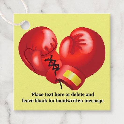 Boxing Ghandschoenen Design Favor Kaart Bedankjes Labels (Voorkant)