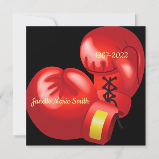Boxing Ghandschoenen Design Memorial Kaart (Voorkant)