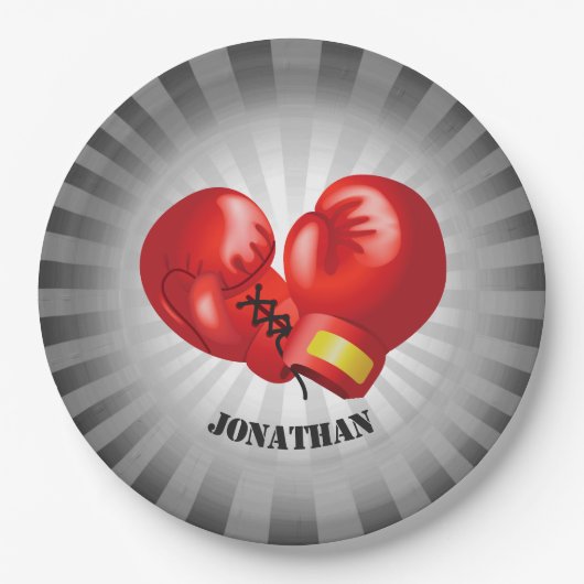 Boxing Ghandschoenen Design Paper Party Bord (Voorkant)