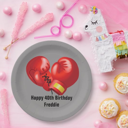 Boxing Ghandschoenen Design Paper Party Bord (Feest)