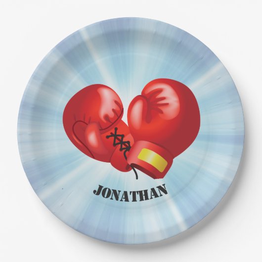 Boxing Ghandschoenen Design Paper Party Bord (Voorkant)