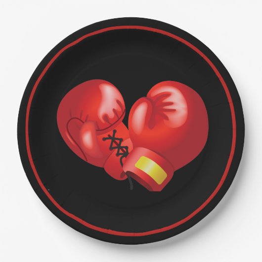 Boxing Ghandschoenen Design Paper Party Bord (Voorkant)
