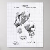 Boxing Glove 1894 Patent Art - Lined Peper Poster (Voorkant)