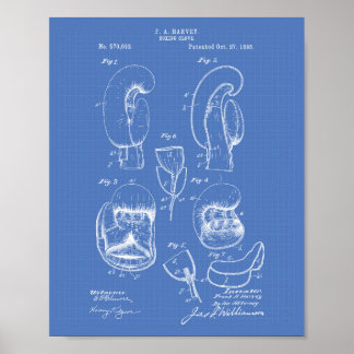 Boxing Glove 1896 Patent Art - Blauwdruk Poster