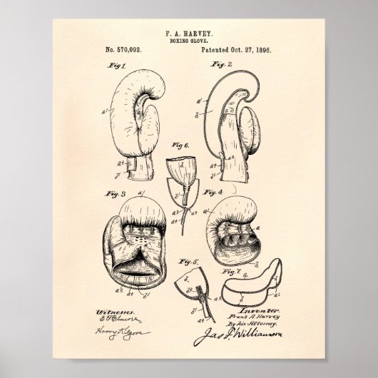 Boxing Glove 1896 Patent Art - Old Peper Poster (Voorkant)