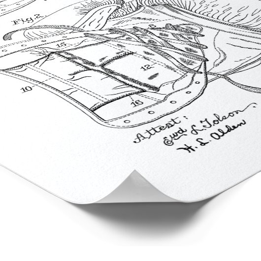 Boxing Glove 1914 Whitepaper over patentkunst Poster (Hoek)