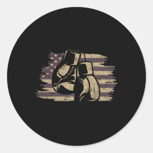 Boxing Glove American Flag Retro Old School Boxin Ronde Sticker