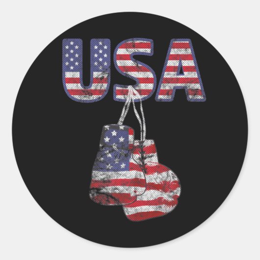 Boxing Glove American Flag Ronde Sticker (Voorkant)