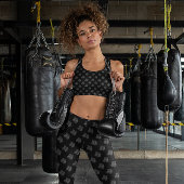 Boxing Glove Hanging Pattern Sport Grey Black Leggings