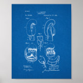 Boxing Glove Patent - Blueprint Poster (Voorkant)