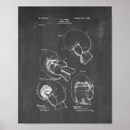 Boxing Glove Patent - Chalkboard Poster (Voorkant)