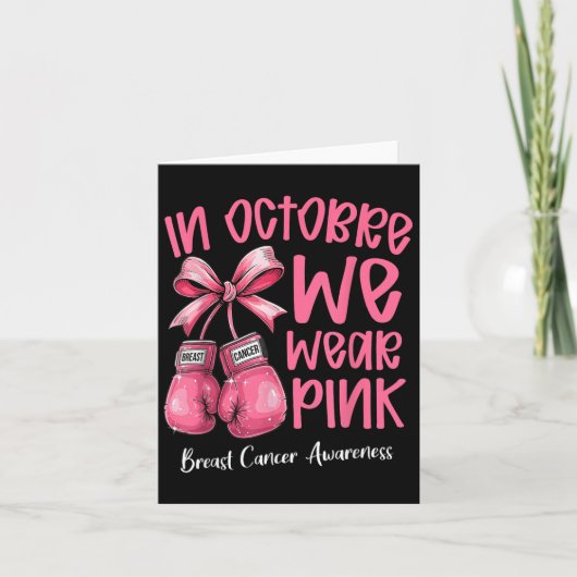 Boxing Gloves Bow In Octobre We Wear Pink Breast C Kaart (Voorkant)