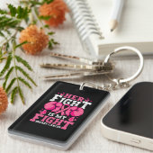 Boxing Gloves Her Fight Is My Fight Breast Cancer Sleutelhanger (Voorkant Rechts)