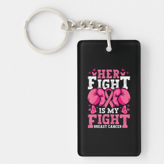 Boxing Gloves Her Fight Is My Fight Breast Cancer Sleutelhanger (Voorkant)