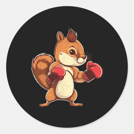 Boxing Gloves Squirrel Boxer Kickboxer Kickboxing Ronde Sticker (Voorkant)