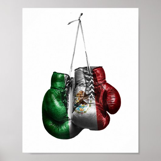 Boxing Gloves T-Shirt - Mexico Vintage Flag Poster (Voorkant)