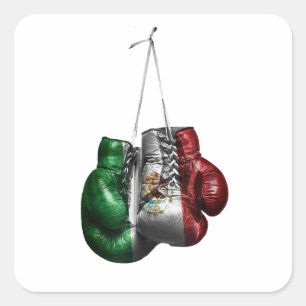 Boxing Gloves T-Shirt - Mexico Vintage Flag Vierkante Sticker