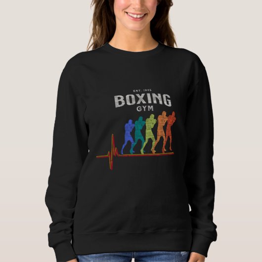 Boxing Gym 1945 Boxer Heartbeat Jab Cross Hook Upp Trui (Voorkant)