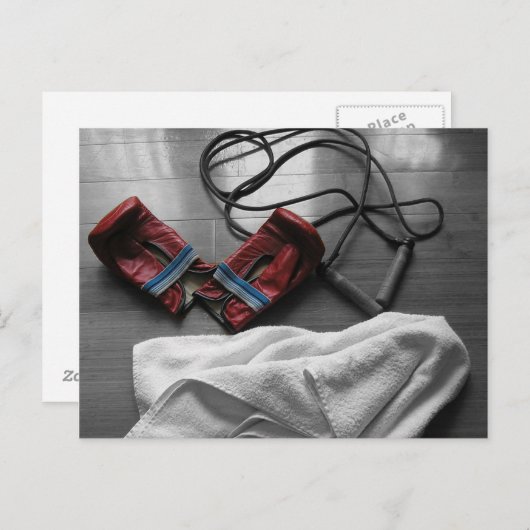 Boxing-handschoenen en gym-werkout briefkaart (Voorkant / Achterkant)