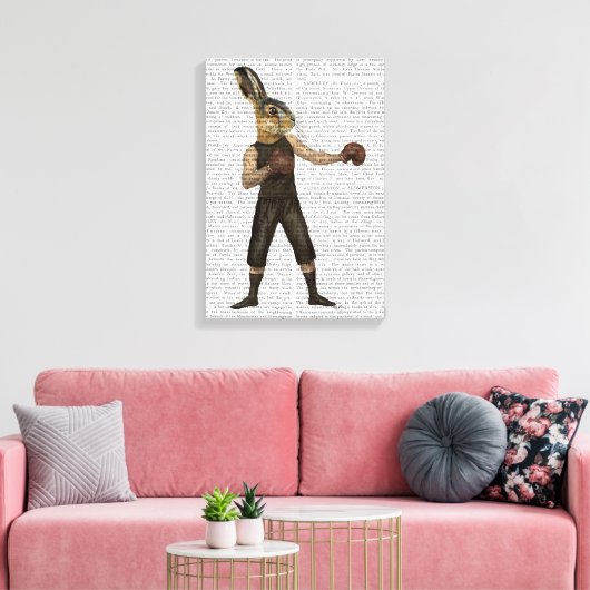 Boxing Hare Canvas Afdruk (Insitu (Woonkamer))