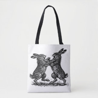 Boxing Hares – Haunted Ink Woodland Duel Tote Bag
