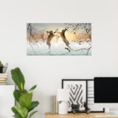 Boxing Hares Poster (Thuiskantoor)