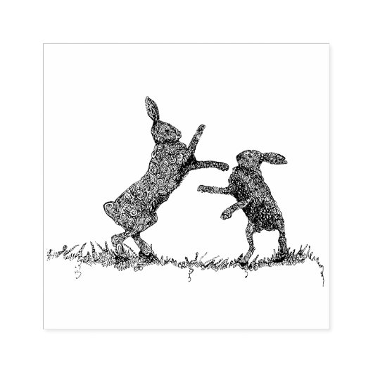 Boxing Hares Rubberstempel (Afrduk)