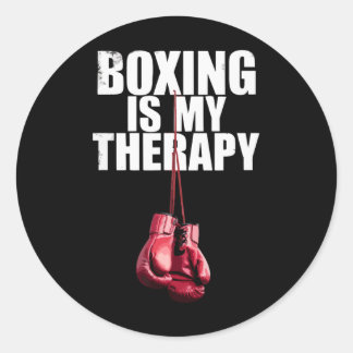 Boxing Is My Therapy Quote Boxing Kickboxing Boxer Ronde Sticker