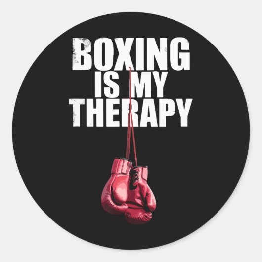 Boxing Is My Therapy Quote Boxing Kickboxing Boxer Ronde Sticker (Voorkant)