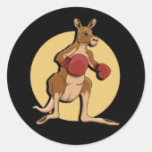Boxing Kangaroo Classic Round Sticker (Voorkant)