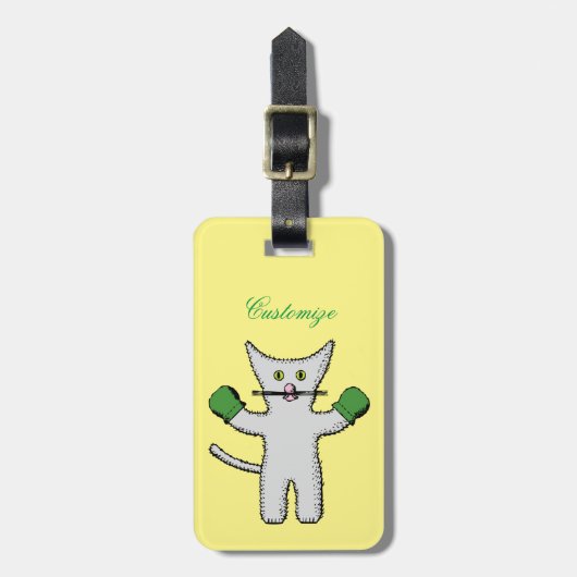 Boxing Kitten met Mittens Thunder_Cove Bagagelabel (Voorkant verticaal)