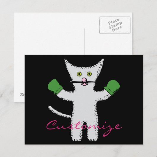 Boxing Kitten met Mittens Thunder_Cove Briefkaart (Voorkant / Achterkant)