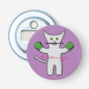 Boxing Kitten met Mittens Thunder_Cove Button Flesopener