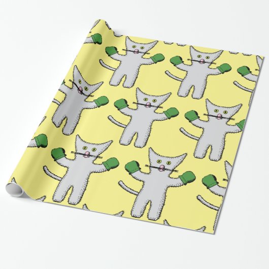 Boxing Kitten met Mittens Thunder_Cove Cadeaupapier (Uitgerold)