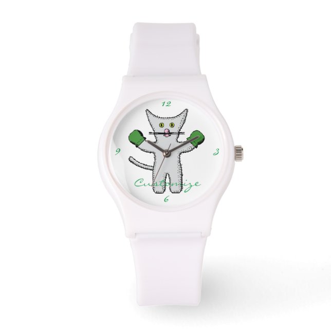 Boxing Kitten met Mittens Thunder_Cove Horloge (Voorkant)
