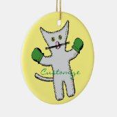 Boxing Kitten met Mittens Thunder_Cove Keramisch Ornament (Rechts)