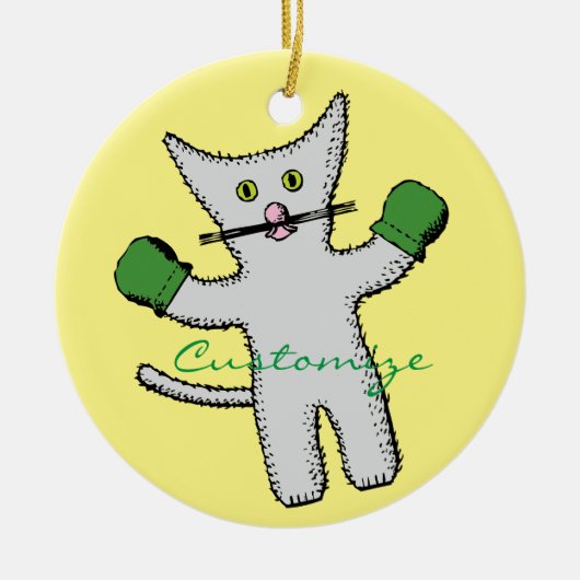 Boxing Kitten met Mittens Thunder_Cove Keramisch Ornament (Voorkant)