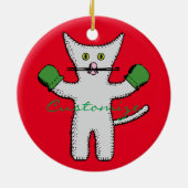 Boxing Kitten met Mittens Thunder_Cove Keramisch Ornament (Achterkant)