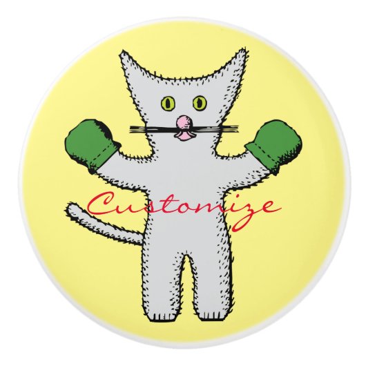 Boxing Kitten met Mittens Thunder_Cove Keramische Knop (Voorkant)