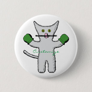 Boxing Kitten met Mittens Thunder_Cove Ronde Button 5,7 Cm