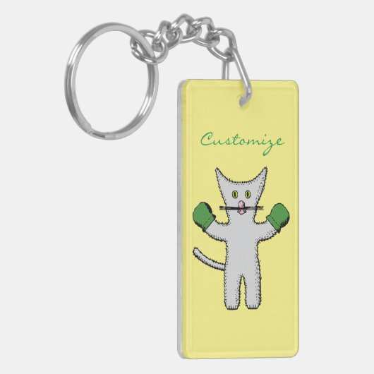 Boxing Kitten met Mittens Thunder_Cove Sleutelhanger (Voorkant Links)