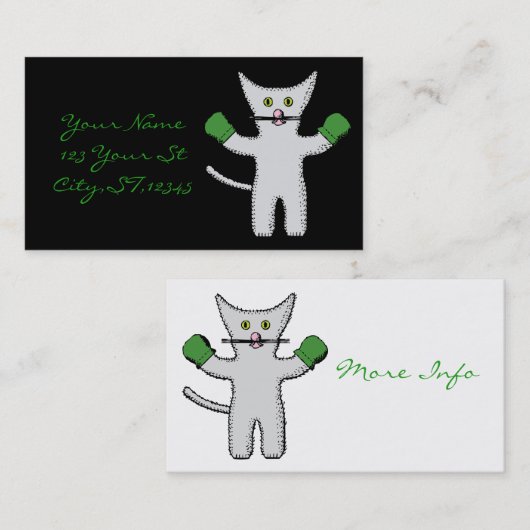 Boxing Kitten met Mittens Thunder_Cove Visitekaartje (Voorkant / Achterkant)