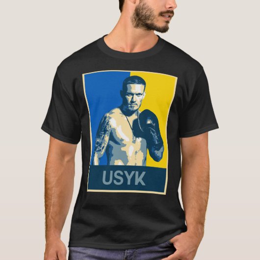Boxing Legends Oleksandr Usyk (Oekraïense kleuren) T-shirt (Voorkant)