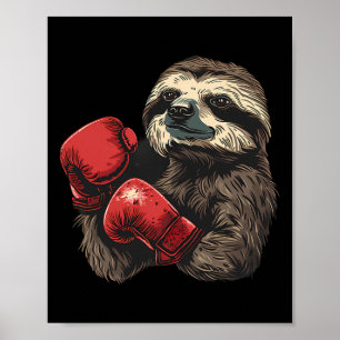 Boxing Luiaard Liefhebber Bokshandschoenen Kickbok Poster