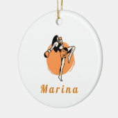Boxing Martial Arts Girl Boxer Oranje Kinder naam Keramisch Ornament (Links)