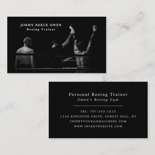 Boxing Match Champion, Boxer, Boxing Trainer Visitekaartje (Voorkant / Achterkant)
