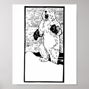 Boxing Polar Beer Fighting Global Warming Funny Poster