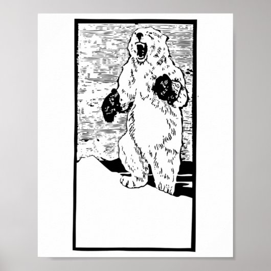 Boxing Polar Beer Fighting Global Warming Funny Poster (Voorkant)